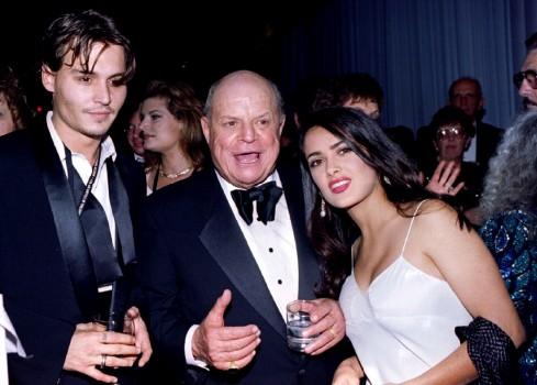 Actor Johnny Depp joins comedian Don Rickles and actress Salma Hayek at the party following the taping of an ABC TV special 