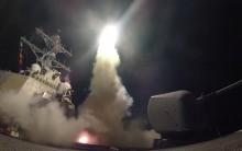 U.S. Navy guided-missile destroyer USS Porter (DDG 78) conducts strike operations while in the Mediterranean Sea which U.S. Defense Department said was a part of cruise missile strike against Syria on April 7, 2017.