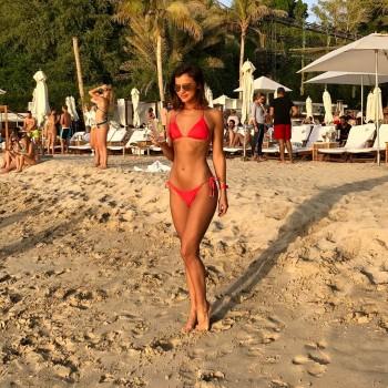 Actress Lucy Mecklenburgh flaunts her flat stomach and toned figure.