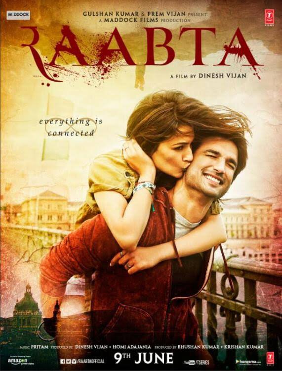 Raabta is an upcoming Bollywood movie directed by Dinesh Vijan and produced by Homi Adajania, Bhushan Kumar and Dinesh Vijan. Starring Sushant Singh Rajput and Kriti Sanon in lead roles. Sushant Singh Rajput,Kriti Sanon,Raabta first look poster,Raabta first look,Raabta,Raabta poster,Raabta movie poster