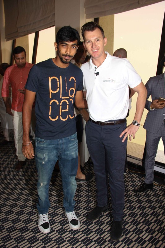 Former Australian pacer and the product brand ambassador Brett Lee spotted during the launch of 'Bowling Master', in Mumbai. Brett Lee,Australian pacer Brett Lee,Bowling Master partnership,Bowling Master,Bowling Master partnership with Amazon