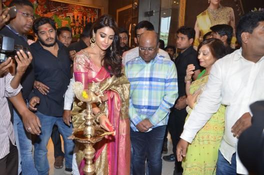 South Indian actress Shriya Saran launches VRK Silks at Himayat Nagar.