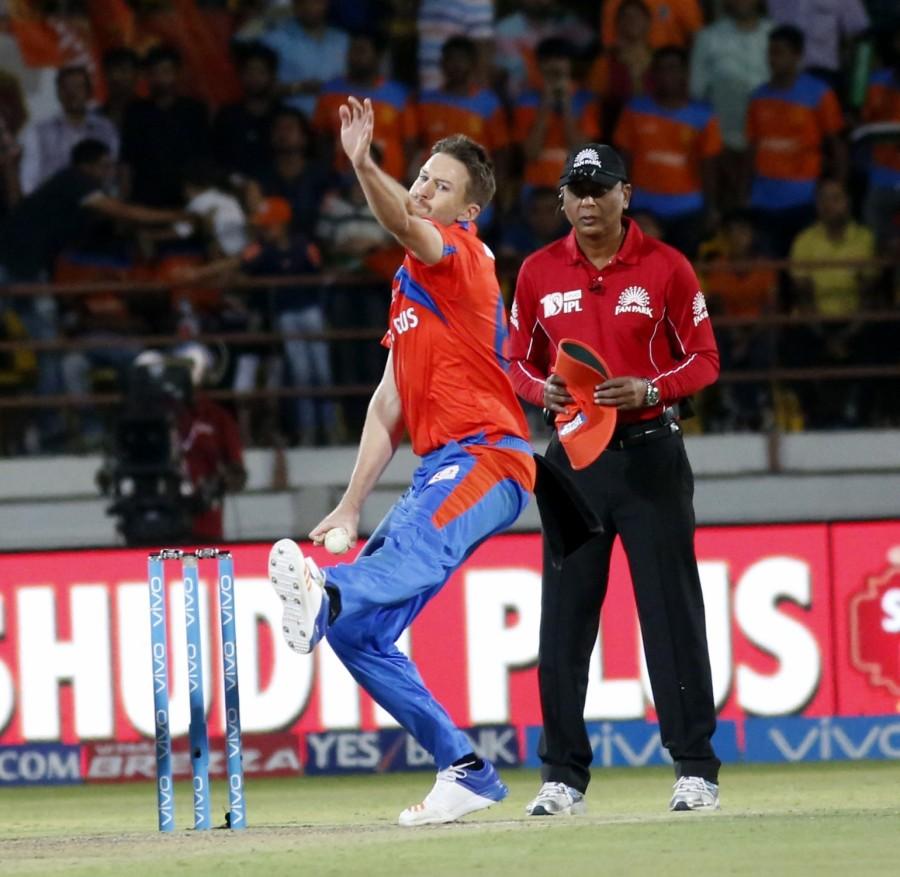 There was no stopping the duo as the hosts rushed to 50 in just over five overs with Pune skipper Steve Smith changing as many as six bowlers before getting the first breakthrough in the form of Dwayne Smith, three short of his half century. Playing his first match of the season, pacer Shardul Thakur's slower delivery did the trick for Pune, when he induced Smith for an uppercut only to be land down the throat of Rahul Chahar at third man. The West Indian's 30-ball knock was laced with eight hits to the fence and one over it. Two overs later, a rush of blood saw McCullum's end, one run short of his half century. The former Kiwi skipper, who had by then faced 32 balls, firing five boundaries and three massive sixes was outsmarted by Chahar, who dragged the length back seeing McCullum coming down the track leaving the rest for stumper Mahendra Singh Dhoni. Gujarat Lions,Gujarat Lions beats Rising Pune Supergiant,Gujarat Lions trash Rising Pune Supergiant,GL beats RPS,GL trash RPS,Andrew Tye,Indian Premier League,Indian Premier League 2017,IPL,IPL 2017,Mahendra Singh Dhoni