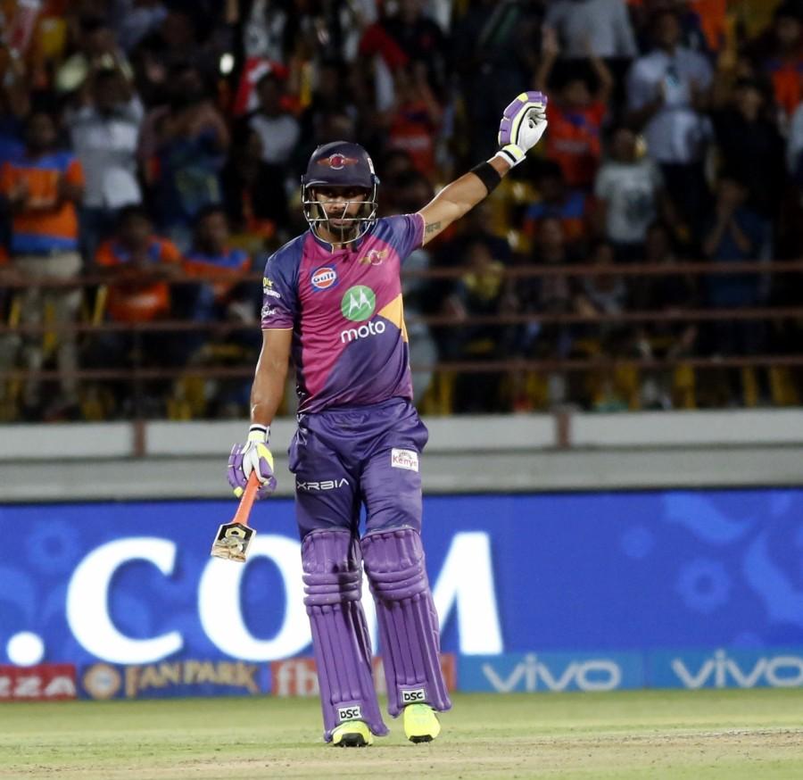 Bowling his third over on the trot, the 30-year-old Praveen was milked for 25 runs, with Tripathi dispatching him for two consecutive sixes and a four before Smith fetched two back to back boundaries as Pune rushed to their fastest IPL 50. As Pune looked set for a massive total, Tye ended the 64-run second wicket stand between the duo, dismissing Tripathi with a slower delivery which the batsman failed to lift and was caught by Aaron Finch at mid-off. Englishman Ben Stokes then joined Smith to add 25 runs before Dwayne Smith got the prized scalp of the Australian, who mistimed a back of a length outside off to be caught at long-on by Finch. Two overs later, Stokes departed to another slower delivery from Tye which knocked off his off-stump, after the IPL 2017's costliest buy faced 18 balls, hitting two boundaries and a six. All-rounder Ravindra Jadeja, playing his first match of the season, immediately provided another breakthrough with the wicket of Dhoni (5), whose form continued to desert him for the fourth consecutive match. Gujarat Lions,Gujarat Lions beats Rising Pune Supergiant,Gujarat Lions trash Rising Pune Supergiant,GL beats RPS,GL trash RPS,Andrew Tye,Indian Premier League,Indian Premier League 2017,IPL,IPL 2017,Mahendra Singh Dhoni