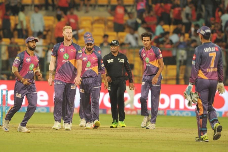 Rising Pune Supergiant (RPS) ended their three-match losing run as they defeated Royal Challengers Bangalore (RCB) by 27 runs in an Indian Premier League (IPL) game at the Chinnaswamy stadium here on Sunday. Asked to bat, Pune suffered a late batting collapse but managed to post a competitive total of 161 for eight in 20 overs. In reply, RCB put up an below-par show, being restricted to 134/9, as they suffered their hat-trick of losses. For Pune, Rahul Tripathi (31) and Ajinkya Rahane (30) provided a 63-run opening stand and a 58-run third-wicket stand between captain Steven Smith (27) and Mahendra Singh Dhoni (28) led to expectations that they would score around 175. But Dhoni and Smith fell off successive deliveries starting from the final ball of the 16th over. They lost three more wickets within three runs. But Manoj Tiwary's quickfire 27 off 11 deliveries helped them get past 161. Pune beat Bangalore,Rising Pune Supergiant,Royal Challengers Bangalore,Indian Premier League,Indian Premier League 2017,IPL,IPL 2017,Chinnaswamy stadium