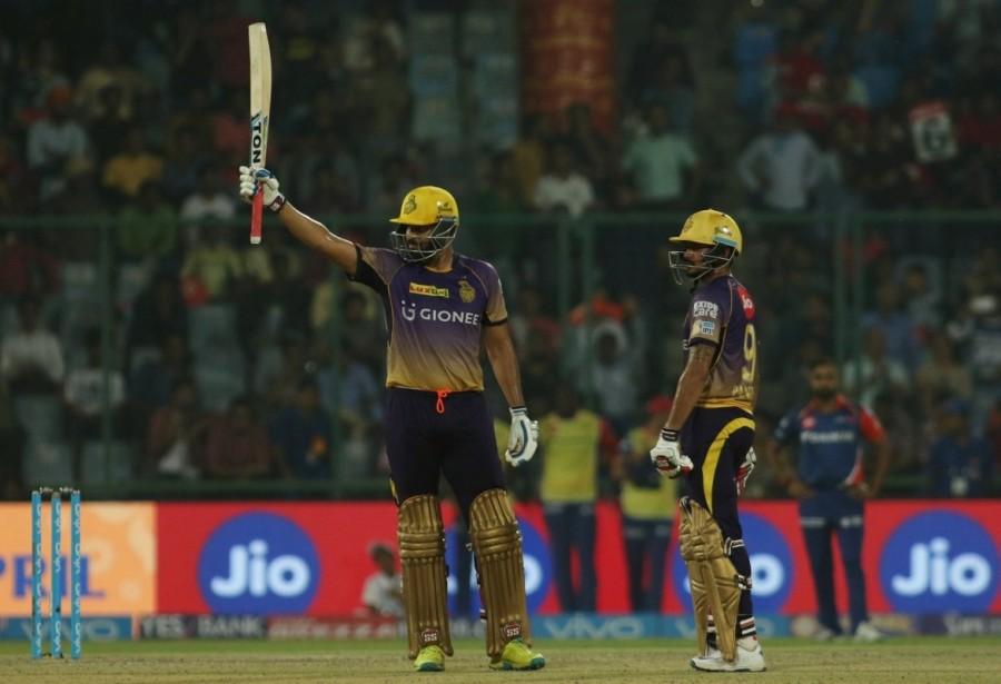 The third over witnessed the fall of an in-form Gambhir, who found a leading edge from Zaheer to be smartly latched on by Angelo Mathews running back a few steps at backward point. The southpaw faced 12 deliveries and fired two boundaries. Thereafter, Yusuf Pathan (59) and Manish Pandey batted sensibly to resurrect the visitors' innings with a 110-run fourth wicket stand, as KKR went past the 100-run mark with ease in the 13th over. Pathan, expectedly was the more aggressive of the two with the Baroda right-hander slamming two consecutive boundaries off Cummins before lofting Mohammed Shami for a huge one-handed six over long-on. Kolkata Knight Riders,Manish Pandey,Yusuf Pathan,Delhi Daredevils,Indian Premier League,Indian Premier League 2017,IPL,IPL 2017,Feroz Shah Kotla