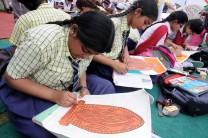 Children during a painting competition at 96th anniversary of Jallianwala Bagh