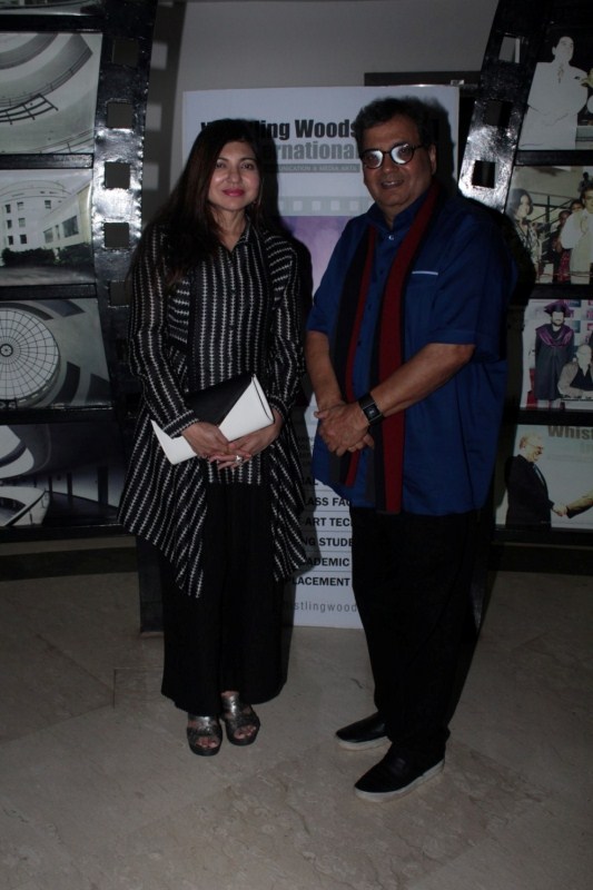 Filmmaker Subhash Ghai and Singer Alka Yagnik at Whistling Woods International Institute in Mumbai on April 19, 2017. Filmmaker Subhash Ghai,Singer Alka Yagnik,Alka Yagnik,Whistling Woods International Institute,Whistling Woods