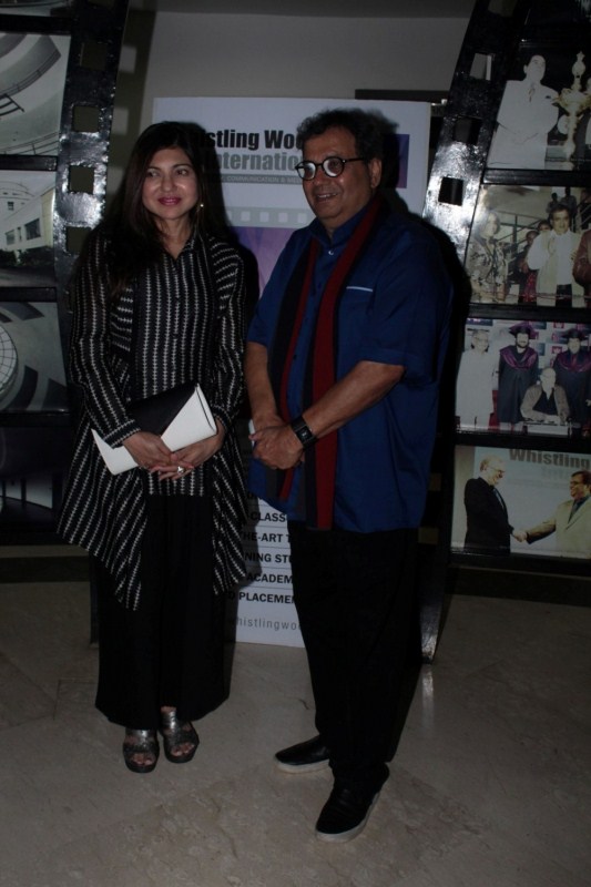 Filmmaker Subhash Ghai and Singer Alka Yagnik at Whistling Woods International Institute in Mumbai on April 19, 2017. Filmmaker Subhash Ghai,Singer Alka Yagnik,Alka Yagnik,Whistling Woods International Institute,Whistling Woods