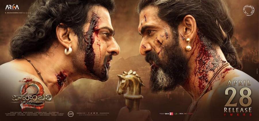 Poster of filmmaker S.S. Rajamouli's magnum opus "Baahubali 2: The Conclusion" released ahead of the movie's worldwide release on April 28. Prabhas,Rana Daggubati,Baahubali 2: The Conclusion,Baahubali 2,Baahubali 2 poster,Baahubali 2 movie poster,Baahubali release poster,Baahubali release,Baahubali 2 release poster,baahubali 2 posters