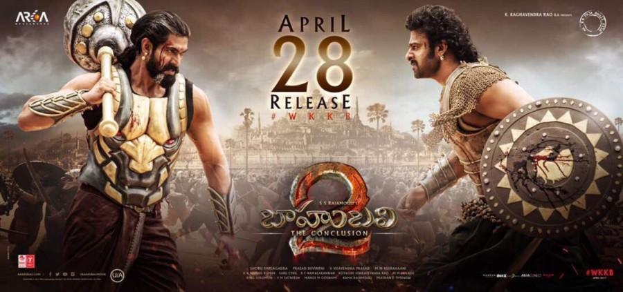 Poster of filmmaker S.S. Rajamouli's magnum opus "Baahubali 2: The Conclusion" released ahead of the movie's worldwide release on April 28. Prabhas,Rana Daggubati,Baahubali 2: The Conclusion,Baahubali 2,Baahubali 2 poster,Baahubali 2 movie poster,Baahubali release poster,Baahubali release,Baahubali 2 release poster,baahubali 2 posters