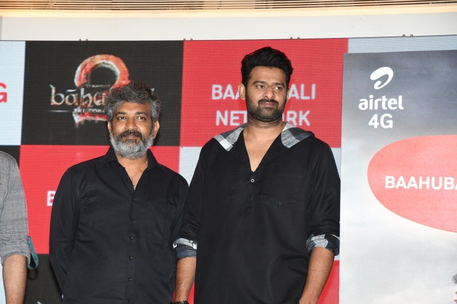 Celebs like Prabhas, Rana Daggubati, Anushka Shetty and SS Rajamouli at Baahubali 2 sims launch. Prabhas,Rana Daggubati,Anushka Shetty,SS Rajamouli,Baahubali 2,Baahubali 2 sims launch,Baahubali 2 sim launch,Baahubali 2 sim launch pics,Baahubali 2 sim launch images,Baahubali 2 sim launch stills,Baahubali 2 sim launch pictures,Baahubali 2 sim launch ph