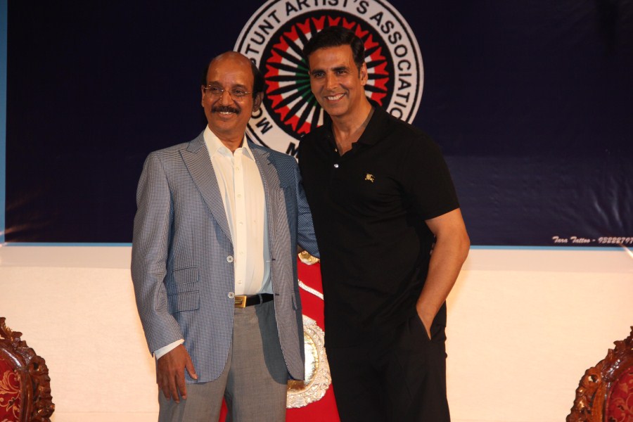 Bollywood actor Akshay Kumar spotted during the launch of Insurance Scheme for stunt performers, in Mumbai on April 24, 2017. Akshay Kumar,Insurance Scheme for Stunt Performers,actor Akshay Kumar,Akshay Kumar pics,Akshay Kumar images,Akshay Kumar stills,Akshay Kumar pictures,Akshay Kumar photos,Akshay Kumar new pics,Akshay Kumar new images,Akshay Kumar new stills