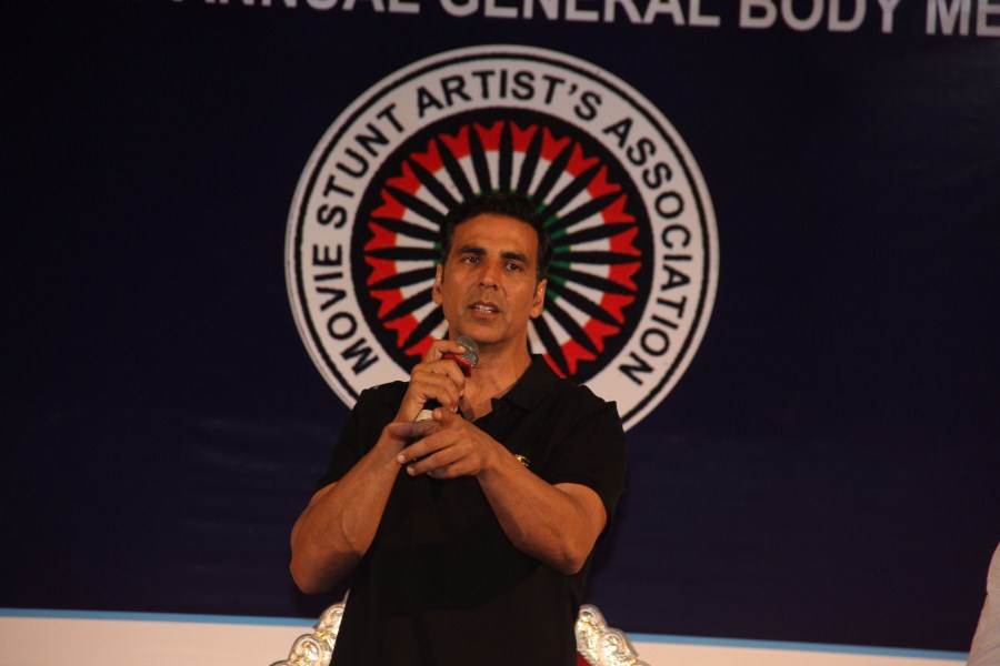 Bollywood actor Akshay Kumar spotted during the launch of Insurance Scheme for stunt performers, in Mumbai on April 24, 2017. Akshay Kumar,Insurance Scheme for Stunt Performers,actor Akshay Kumar,Akshay Kumar pics,Akshay Kumar images,Akshay Kumar stills,Akshay Kumar pictures,Akshay Kumar photos,Akshay Kumar new pics,Akshay Kumar new images,Akshay Kumar new stills