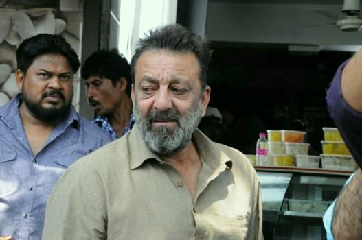 Bollywood actor Sanjay Dutt snapped shooting for 'Bhoomi' in Mumbai on April 24, 2017.