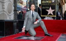 Actor Chris Pratt poses during a ceremony honoring him with a star on the Hollywood Walk of Fame in Hollywood, California.