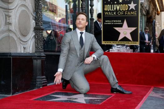 Actor Chris Pratt poses during a ceremony honoring him with a star on the Hollywood Walk of Fame in Hollywood, California.