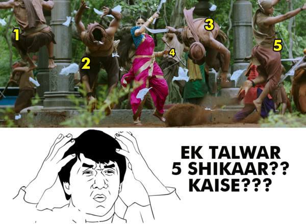 How could she kill all five of them at the same time! Funny Mistakes in Bahubali 2,Bahubali 2 Funny Mistakes,Bahubali 2 Mistakes,Bahubali Mistakes,SS Rajamouli,Prabhas,Anushka Shetty,Funny Mistakes in movies