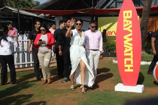Bollywood actress Priyanka Chopra during the press conference of Hollywood film Baywatch, in Mumbai on April 26, 2017.