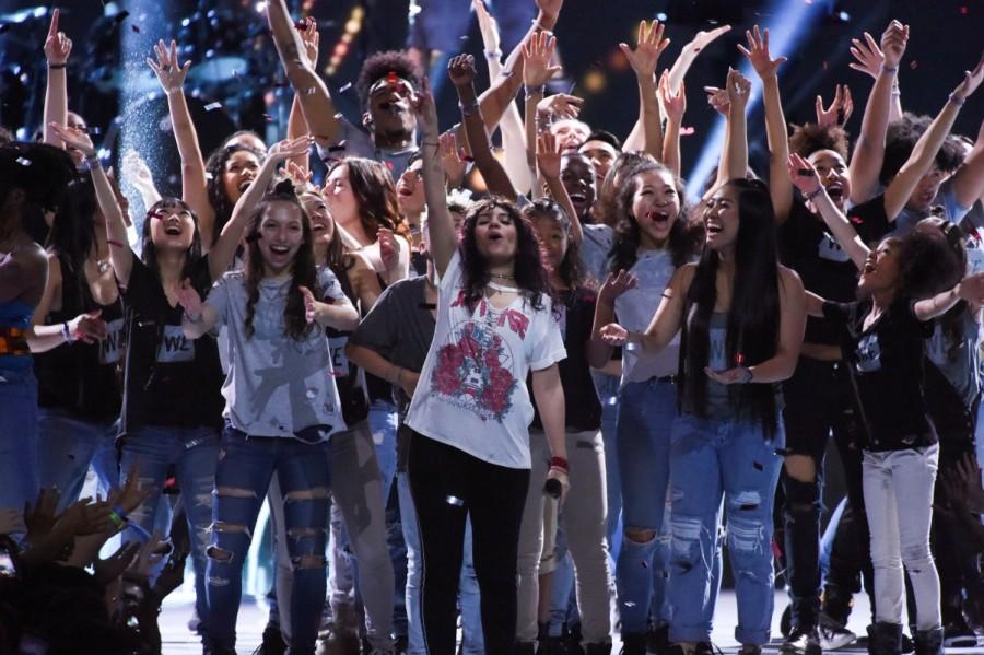 Alessia Cara performs during the WE Day event in Los Angeles, California, April 27, 2017. WE Day,WE Day in Los Angeles,Celebrities celebrate WE Day,Alicia Keys,Selena Gomez,Alessia Cara