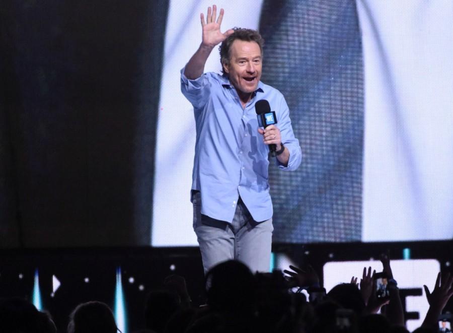 Bryan Cranston speaks during WE Day. WE Day,WE Day in Los Angeles,Celebrities celebrate WE Day,Alicia Keys,Selena Gomez,Alessia Cara