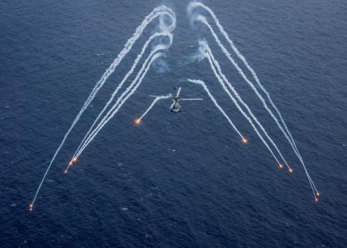 A U.S. Navy MH-60R Sea Hawk helicopter from the 