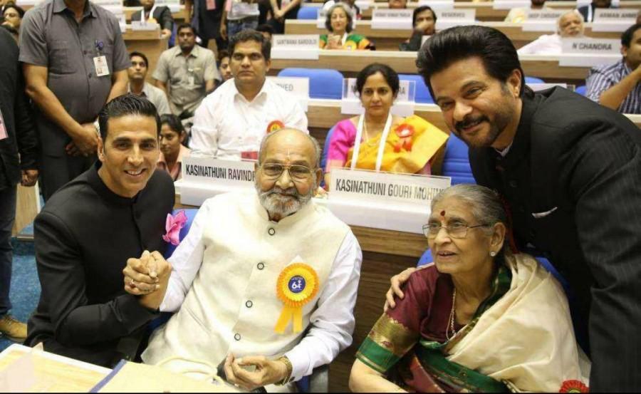 Akshay Kumar, K Viswanath, Anil Kapoor at 64th National Film Awards 2016. National Film Awards 2017,National Film Awards,K Viswanath,Mohanlal,Akshay Kumar,Sonam Kapoor,Mohanlal,Pranab Mukherjee,President Pranab Mukherjee