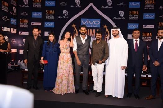South Indian actor Rana Daggubati and actress Shriya Saran spotted at SIIMA press meet at Abu Dhabi.