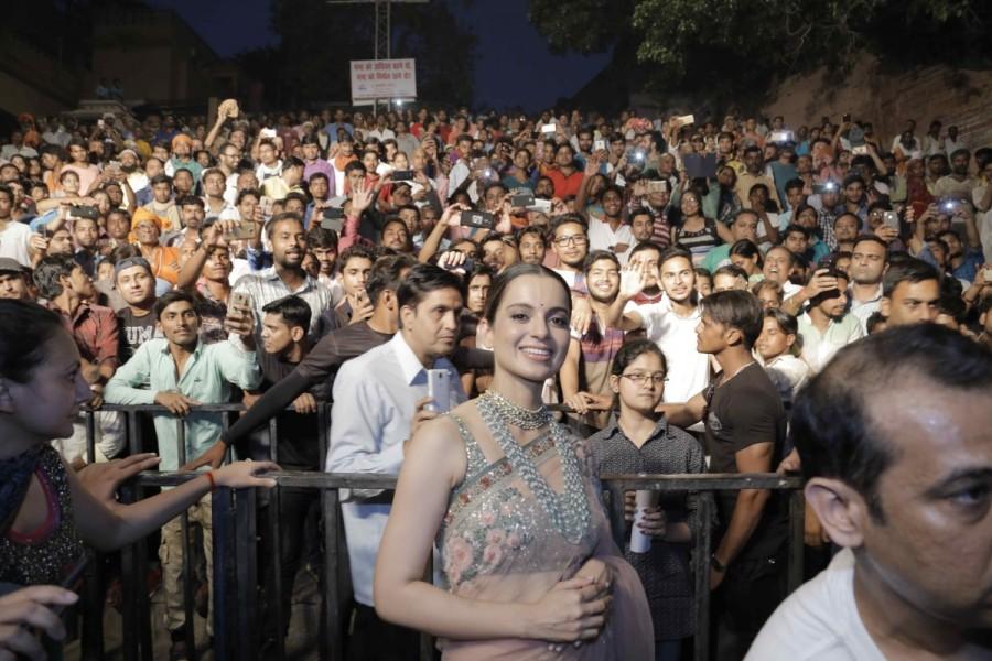 Bollywood filmmaker Kamal Jain, actor Kangana Ranaut, filmmaker Radha Krishna Jagarlamudi and singer Shankar Mahadevan during the poster launch of the film Manikarnika: The Queen of Jhansi, in Varanasi on May 4, 2017. Kangana Ranaut,actress Kangana Ranaut,Manikarnika: The Queen Of Jhansi in Varanasi,Manikarnika: The Queen Of Jhansi,Radha Krishna Jagarlamudi,Shankar Mahadevan,Kamal Jain,Manikarnika: The Queen of Jhansi poster,Manikarnika: The Queen of Jhansi first look