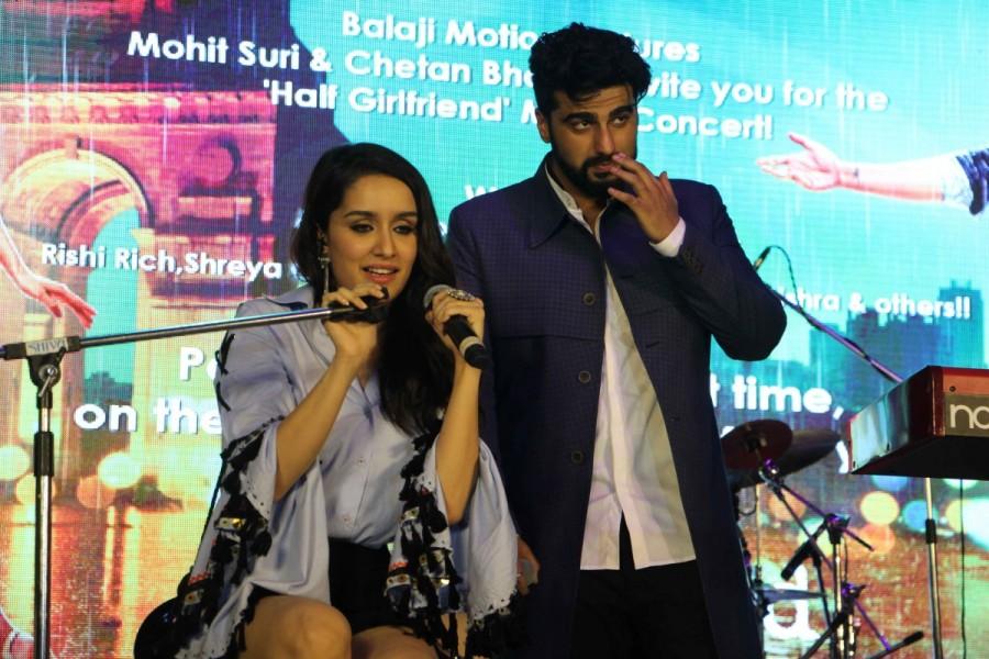 Bollywood actors Shraddha Kapoor and Arjun Kapoor spotted during the music concert of film Half Girlfriend in Mumbai on May 4, 2017. Shraddha Kapoor and Arjun Kapoor,Shraddha Kapoor,Arjun Kapoor,Half Girlfriend music concert,Half Girlfriend,Half Girlfriend music concert pics,Half Girlfriend music concert images,Half Girlfriend music concert stills,Half Girlfriend music concert pictures
