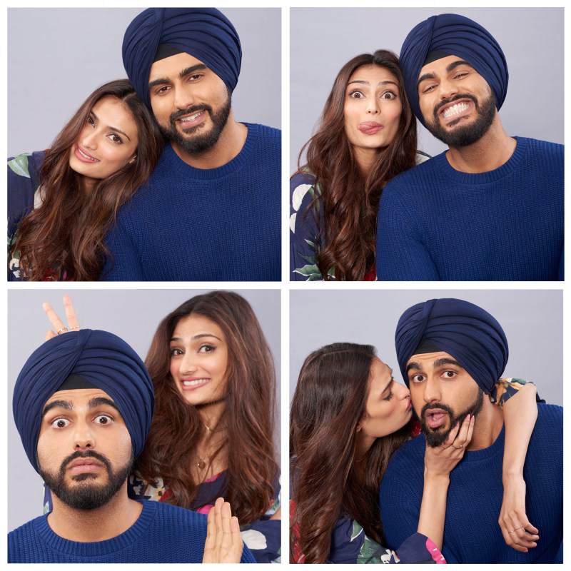 Anees Bazmee's Mubarakan has generated huge anticipation for the movie way before the release of the film. The movie has an interesting ensemble cast. This time again, we have come across news that makes us adore the cast all the more. In these recent pictures from the film, we can comprehend that Arjun and Athiya, who are paired opposite each other for the first time, are all set to deliver crackling chemistry. The comfort and chemistry that they share are evident. They developed a fab working equation with each other during the London schedule and have become great friends. Arjun has a double role in the film and this character Charan is a Sikh and wears a turban, and is paired opposite Athiya, who is seen playing the role of a simple girl, Binkle. While the other role played by Arjun is of Karan, a London boy, paired with Ileana D’Cruz. Arjun when asked about Athiya shares, "She’s a strong girl. It’s the first time that I am being paired with Athiya. I do know her from before, though. It was during the London schedule that I got to know more about her personality and the madness in her.”He adds, “Despite being her second film, I think she is very prepared, sorted and truly has the courage to take on roles out of her comfort zone.” Arjun and Athiya,Arjun Kapoor,Athiya Shetty,Mubarakan,Mubarakan first look,Mubarakan first look poster,Mubarakan poster