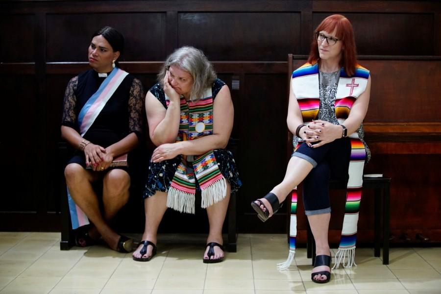 "Tonight has been a night of celebration of equality between all people, marking a new era for Cuba," said Alexya Salvador (L), a Brazilian trans pastor, born Alexander, wearing a black dress with a white clerical collar and lacy sleeves she made herself. Transgender,transgender Mass,Cuba hosts first transgender Mass,transgender pastors