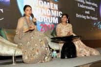 Bollywood actress Aditi Rao Hydari addressed a gathering of delegates of Women Economic Forum - 2017 in New Delhi on May 8, 2017.