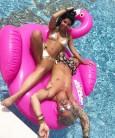 Love Island's Cara de la Hoyde shows off her cleavage.