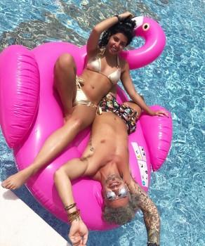 Love Island's Cara de la Hoyde shows off her cleavage.