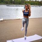 Louise Thompson flaunts her toned abs.