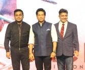 Bollywood music composer AR Rahman, Former Indian cricket player Sachin Tendulkar and singer Sukhwinder Singh spotted during the song launch of film Sachin, A Billion Dreams, in Mumbai on May 9, 2017.