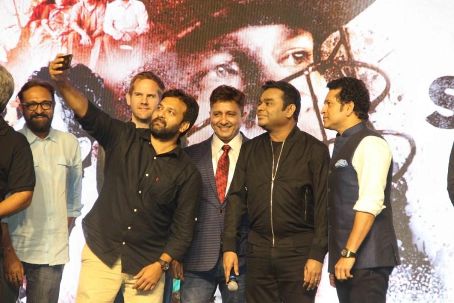Bollywood music composer AR Rahman, Former Indian cricket player Sachin Tendulkar and singer Sukhwinder Singh spotted during the song launch of film Sachin, A Billion Dreams, in Mumbai on May 9, 2017. AR Rahman,Sachin Tendulkar,Sukhwinder Singh,Sachin: A Billion Dreams,Sachin: A Billion Dreams song launch,Sachin: A Billion Dreams song launch pics,Sachin: A Billion Dreams song launch images,Sachin: A Billion Dreams song launch stills,Sachin: A Billion D