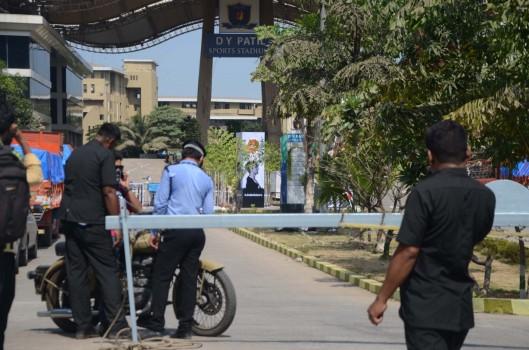 Security beefed up at D Y Patil Stadium where singer Justin Bieber is set to perform on 10th May, in Mumbai on May 9, 2017.