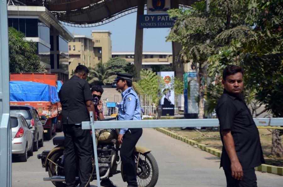 Security beefed up at D Y Patil Stadium where singer Justin Bieber is set to perform on 10th May, in Mumbai on May 9, 2017. Justin Bieber concert,Justin Bieber,Justin Bieber concert at DY Patil Stadium,DY Patil Stadium,Justin Bieber concert pics,Justin Bieber concert images,Justin Bieber concert stills,Justin Bieber concert pictures,Justin Bieber concert photos