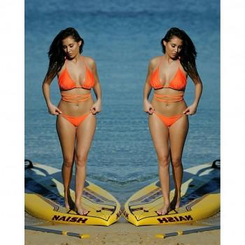 Chloe Goodman flaunts her cleavage.