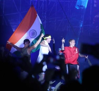 Justin Bieber performs during his concert in Mumbai on May 10, 2017. The Grammy Award winning Canadian singing sensation Justin Bieber is in Mumbai as part of his Purpose World Tour.