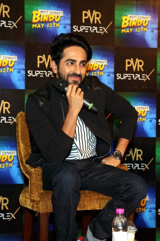 Actor Ayushman Khuranna during a press conference organised to promote his upcoming film "Meri Pyaari Bindu" in Noida, on May 10, 2017. Parineeti Chopra and Ayushman Khuranna,Parineeti Chopra,Ayushman Khuranna,Meri Pyari Bindu,Meri Pyari Bindu promotion,Meri Pyari Bindu movie promotion,Meri Pyari Bindu promotion pics,Meri Pyari Bindu promotion images,Meri Pyari Bindu promotion stills,Meri