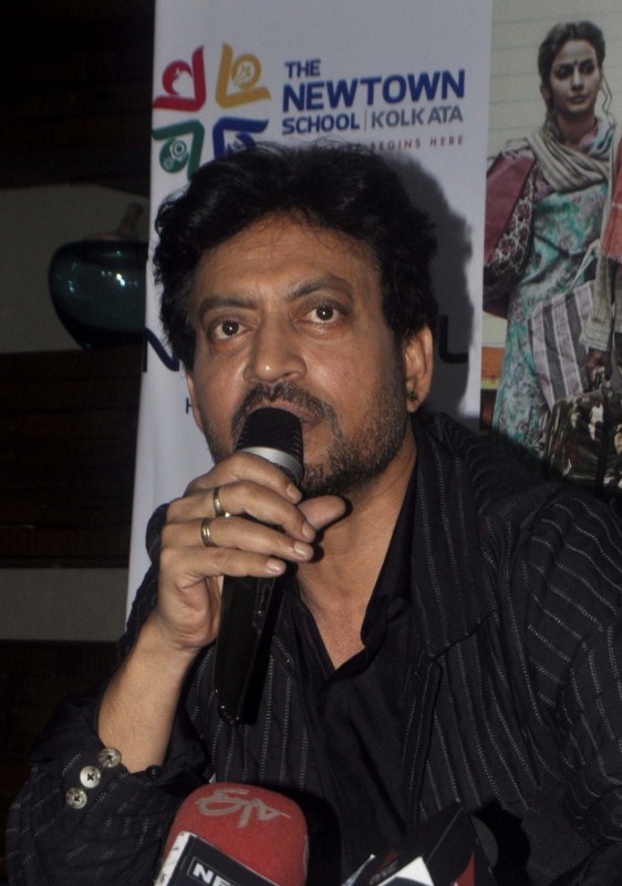 Bollywood actor Irrfan Khan addresses a press conference to promote his film upcoming "Hindi Medium" in Kolkata on May 10, 2017. Irrfan Khan,actor Irrfan Khan,Hindi Medium,Hindi Medium promotion,Hindi Medium movie promotion,Hindi Medium promotion pics,Hindi Medium promotion images,Hindi Medium promotion stills,Hindi Medium promotion pictures,Hindi Medium promotion photos