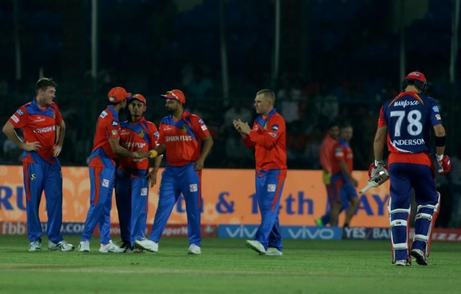 Gujarat on the other hand, were electric on the field with skipper Suresh Raina and all-rounder Ravindra Jadeja, accounting for three brilliant run-outs of the in-form Pant (4), Marlon Samuels (1) and Corey Anderson (6). Delhi failed to get the momentum with the run-outs having lost opener Samson, bowled by left-arm pacer Pradeep Sangwan after scoring a 7-ball 10 before losing Pant immediately off an excellent throw at the stumps from Raina. Karun Nair (30) and Iyer then stabilised the innings with a 57-run third wicket stand before the strategic time-out once again did the trick for the home side, in the form of Nair's dismissal. Nair, after facing 15 balls and helping the ball to the boundary on five occasions and once over it, lofted a slower delivery from Australian James Faulkner only for Dwayne Smith to take a reverse-cupped catch at cover. Jadeja then made his presence felt, effecting two quick run-outs, first of West Indian Samuels and then New Zealander Anderson to make things worse for the visitors. Tottering at 105/5, medium pacer Dhawal Kulkarni added to Delhi's frustration with the wicket of Carlos Bratwaite (11), who got a top edge for the bowler to take a simple catch at cover. It was after Iyer and Cummins came together to milk 29 runs off 10 balls when Delhi could smell the victory. Iyer first dispatched Sangwan for two consecutive boundaries and then meted out the same treatment to Kulkarni. Young Shreyas Iyer,Delhi Daredevils,Gujarat Lions,Delhi Daredevils beats Gujarat Lions,Indian Premier League,Indian Premier League 2017,IPL,IPL 2017,IPL 10
