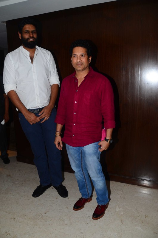 Former Indian cricket player Sachin Tendulkar and Producer of the Sachin Project Ravi Bhagchandka during the media interaction of film Sachin: A Million Dreams in Mumbai on May 12, 2017. Sachin Tendulkar,Ravi Bhagchandka,Sachin: A Million Dreams media interaction,Sachin: A Million Dreams,Sachin: A Million Dreams media interaction pics,Sachin: A Million Dreams media interaction images,Sachin: A Million Dreams media interaction stills,Sachi