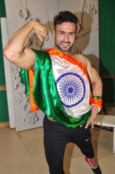 India Men's Physique 2017 Winner Rehaan Raas Dev of Jammu & Kashmir poses at a press conference in Mumbai on May 12, 2017. Rehaan Raas Dev is set to represent India in Mongolia later this month for the Mr Asia 2017 pageant.
