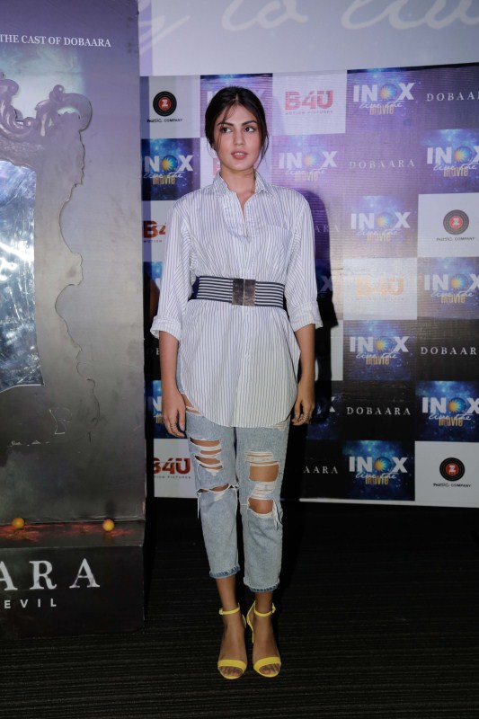 Bollywood actor Rhea Chakraborty during the song launch of Kari Kari from the film Dobaara in Mumbai Rhea Chakraborty,Saqib Saleem,Huma Qureshi,Kari Kari song launch,Kari Kari song,Kari Kari,Kari Kari song launch pics,Kari Kari song launch images,Kari Kari song launch stills,Kari Kari song launch pictures,Kari Kari song launch photos,Dobaara,Dobaara movi