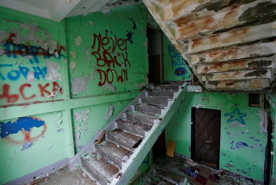 An interior view shows a staircase in an old five-storey apartment building. The then-Soviet leader, Nikita Khrushchev, said the apartments, with low ceilings and tiny kitchens and popularly dubbed "khrushevki" after him, would be lived in for no more than half a century. Most are still occupied. Moscow government,Soviet-era apartments,Soviet-era apartment blocks,Soviet-era,Nikita Krushchev
