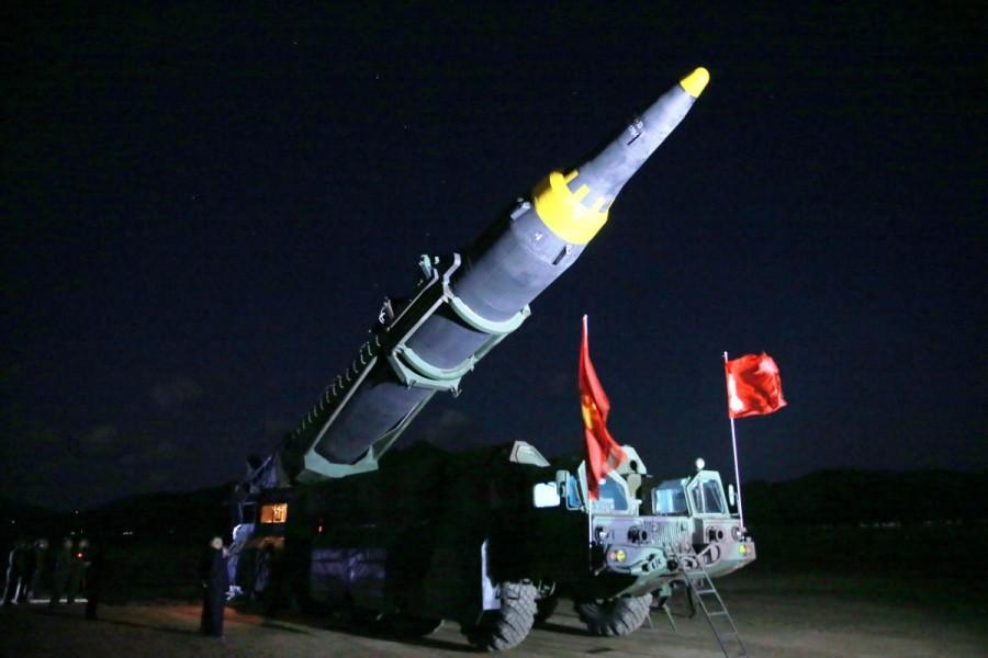 North Korean leader Kim Jong Un inspects the long-range strategic ballistic rocket Hwasong-12 (Mars-12). North Korea,North Korea missile launch,missile launch,North Korea's successful missile test-launch,ballistic missile,missile,north korea missile test,Kim Jong Un